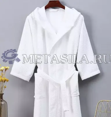 картинка Халат из вафельного материала с капюшоном  от интернет-магазина Метасила