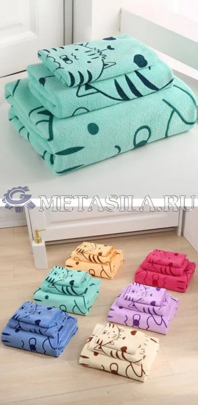 картинка Набор полотенец с мультяшным принтом (3 шт) от интернет-магазина Метасила